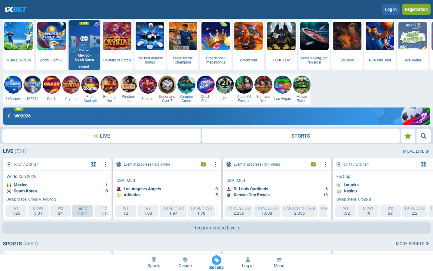 1xBet public page screenshot for Fortune Tiger checks